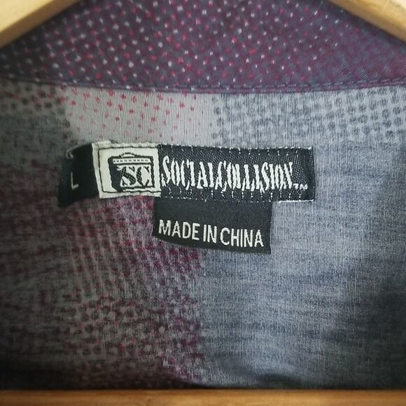 Social Collision Rockabilly Long Sleeve Snap Shirt sz L - Picture 8 of 10